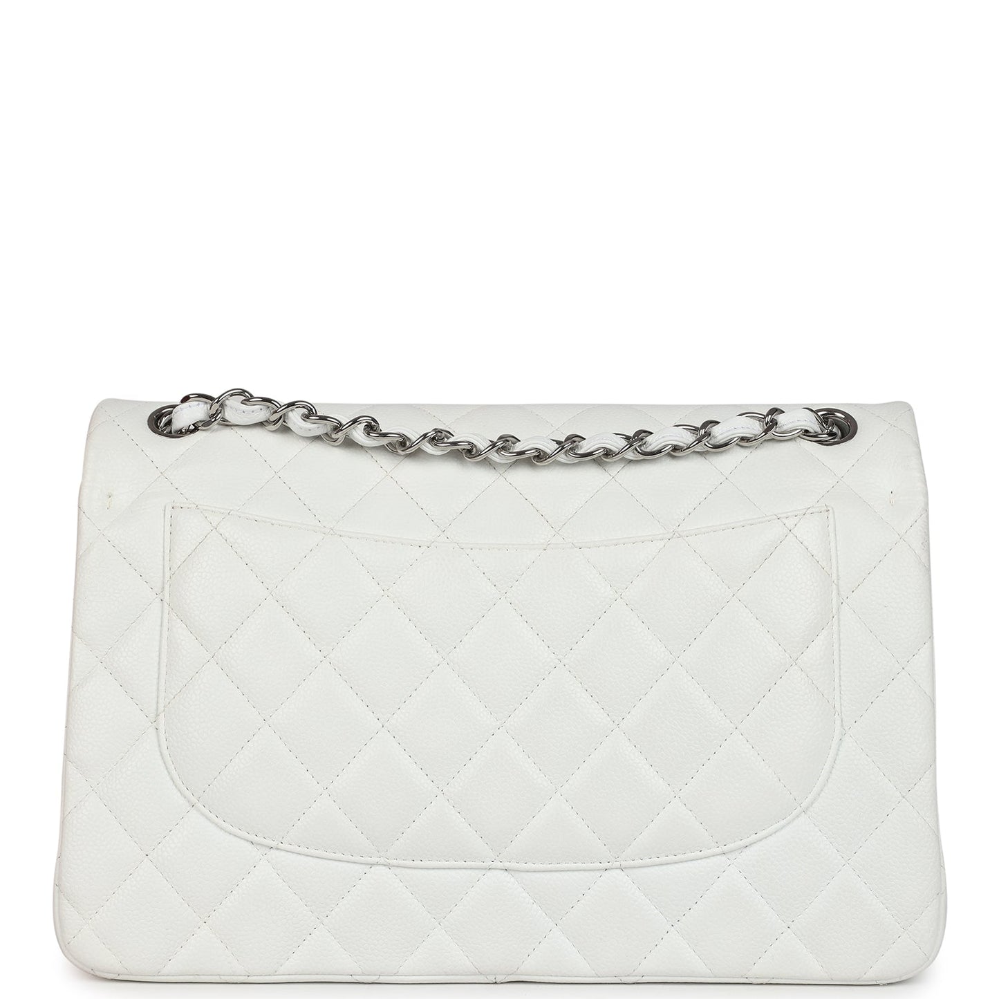 Chanel Jumbo Classic Single Flap Bag White Caviar Silver Hardware