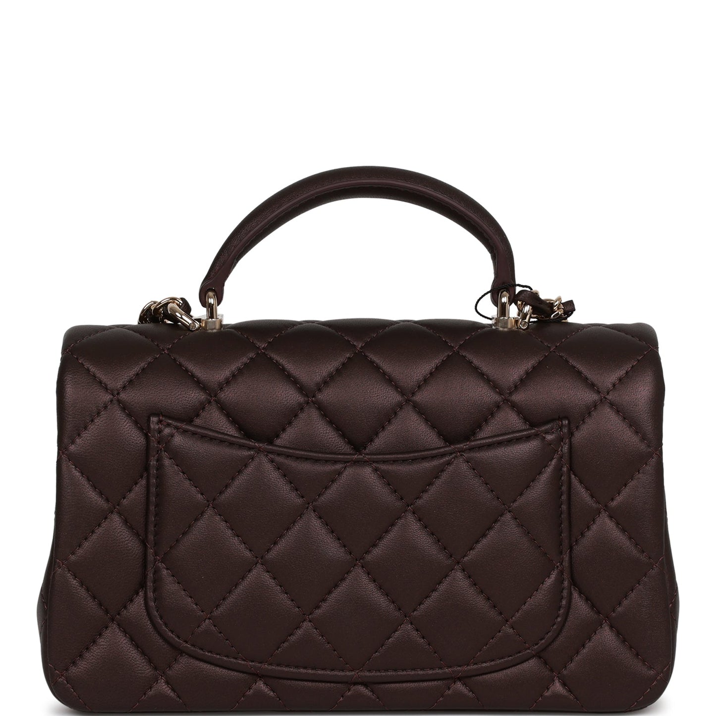 Chanel Mini Rectangular Flap Bag with Top Handle Burgundy Lambskin Light Gold Hardware