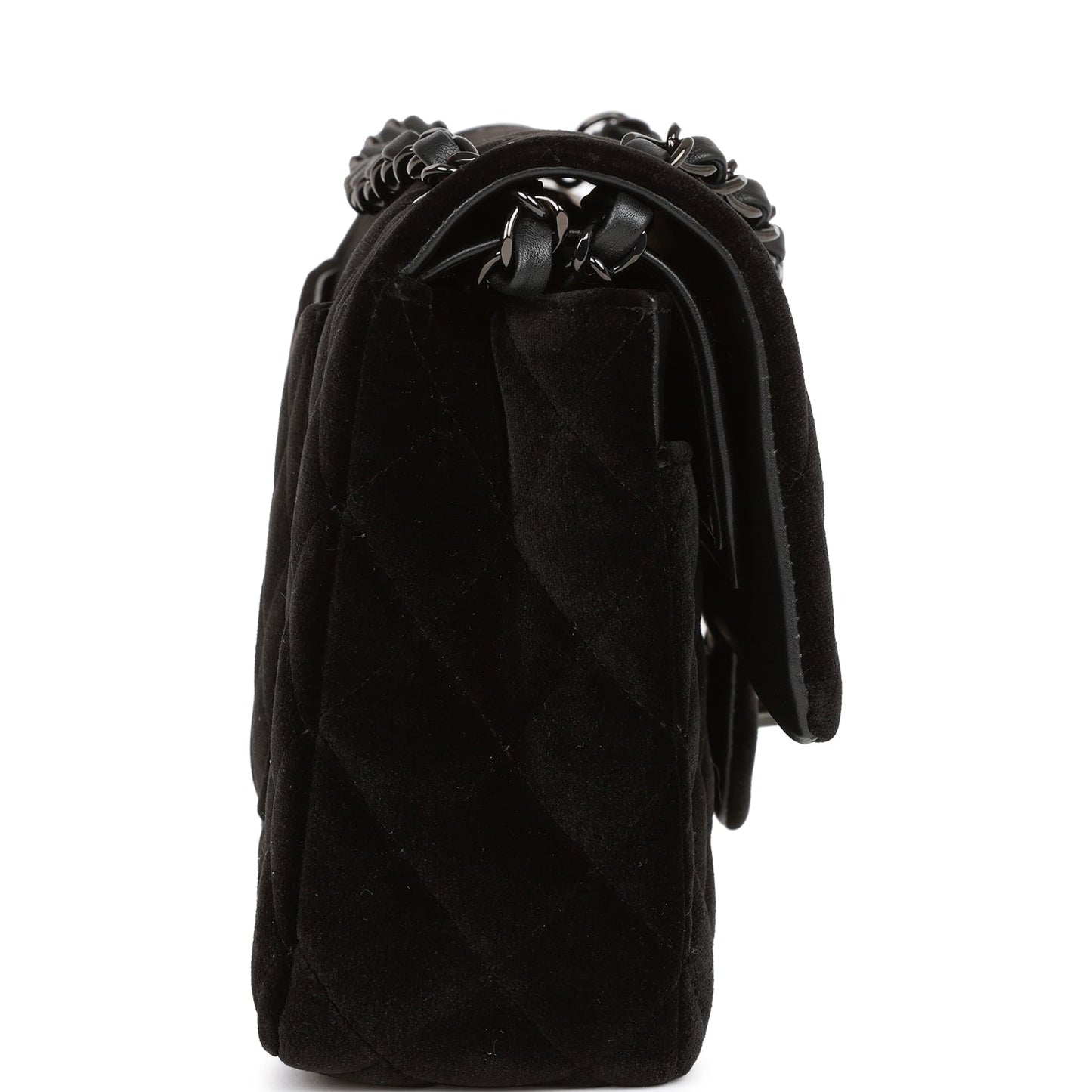 Chanel Medium Classic Double Flap Bag Black Velvet Ruthenium Hardware