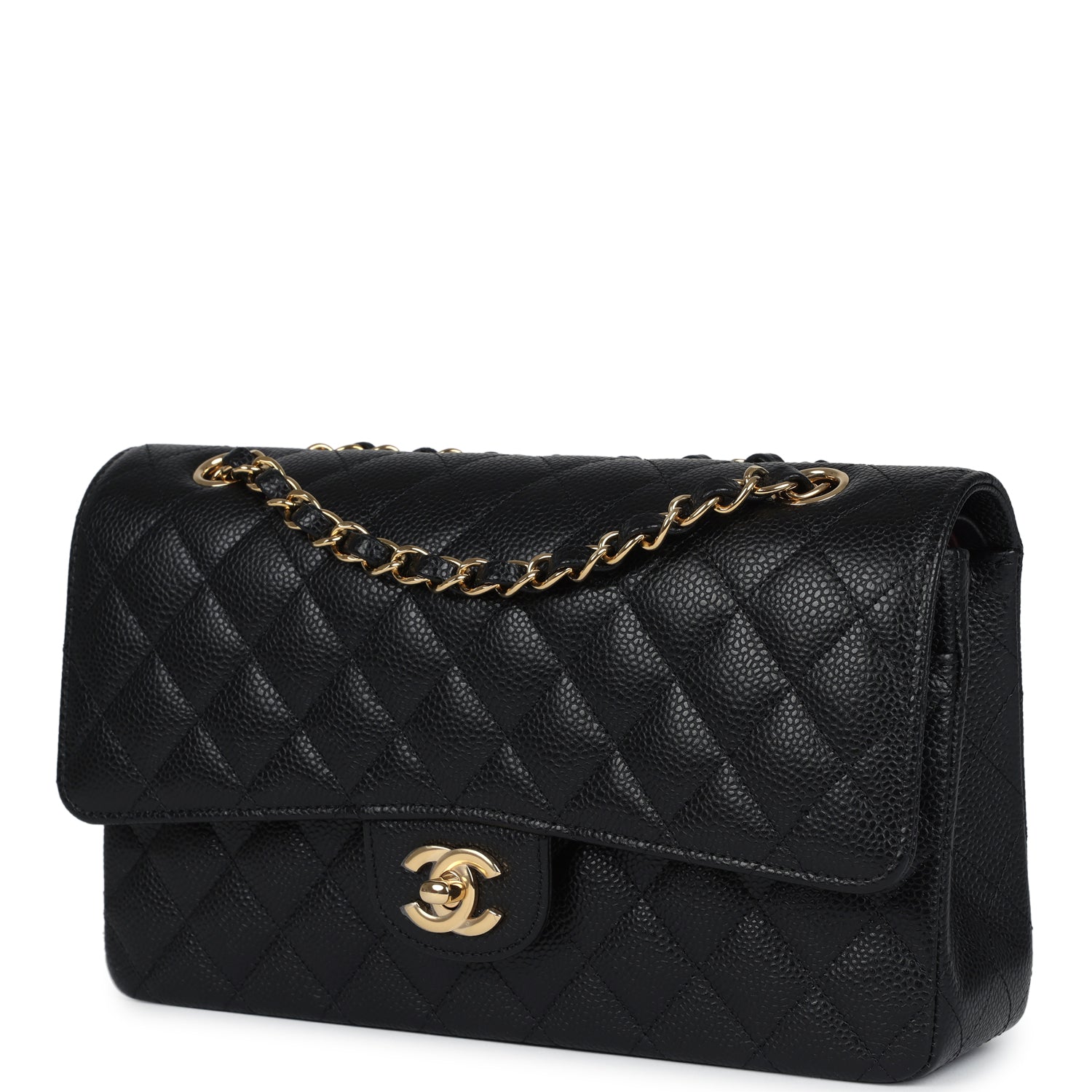 Chanel Medium Classic Double Flap Bag Black Caviar Gold Hardware
