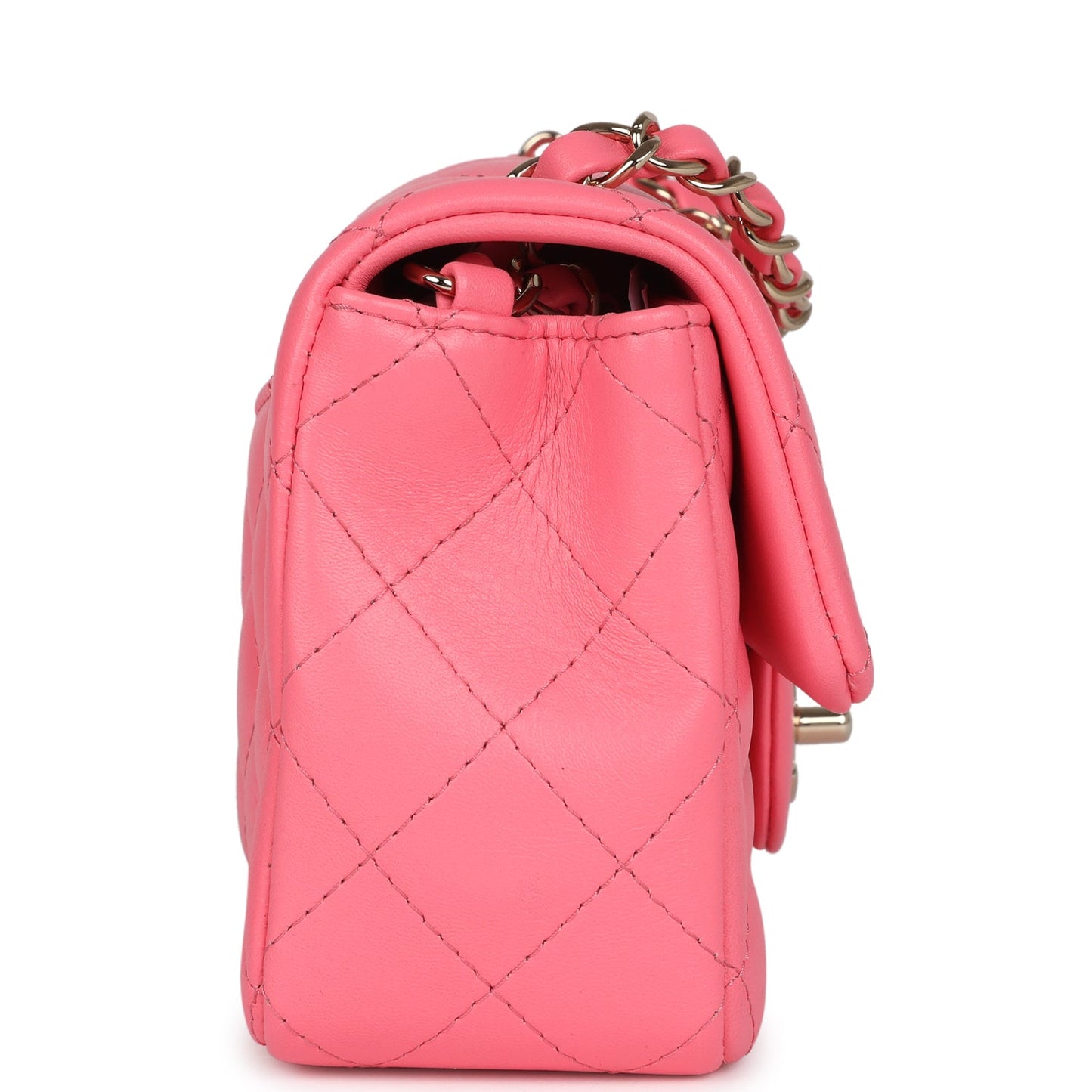 Chanel Mini Rectangular Flap Bag Pink Lambskin Light Gold Hardware