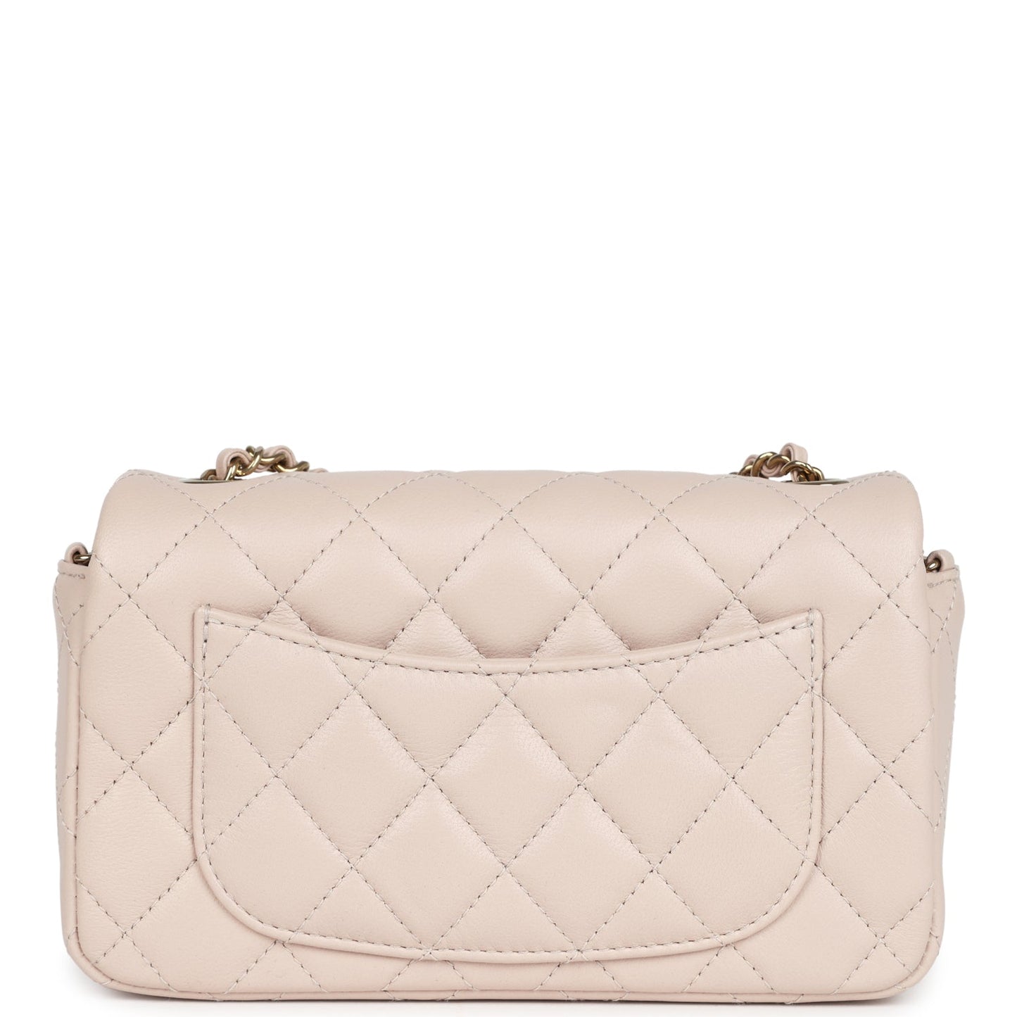 Chanel Mini Rectangular Flap Bag Light Beige Lambskin Light Gold Hardware