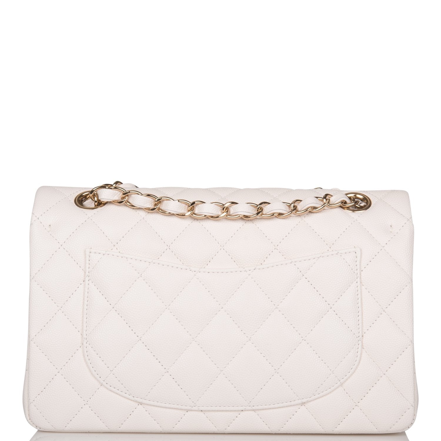 Chanel Small Classic Double Flap White Caviar Light Gold Hardware