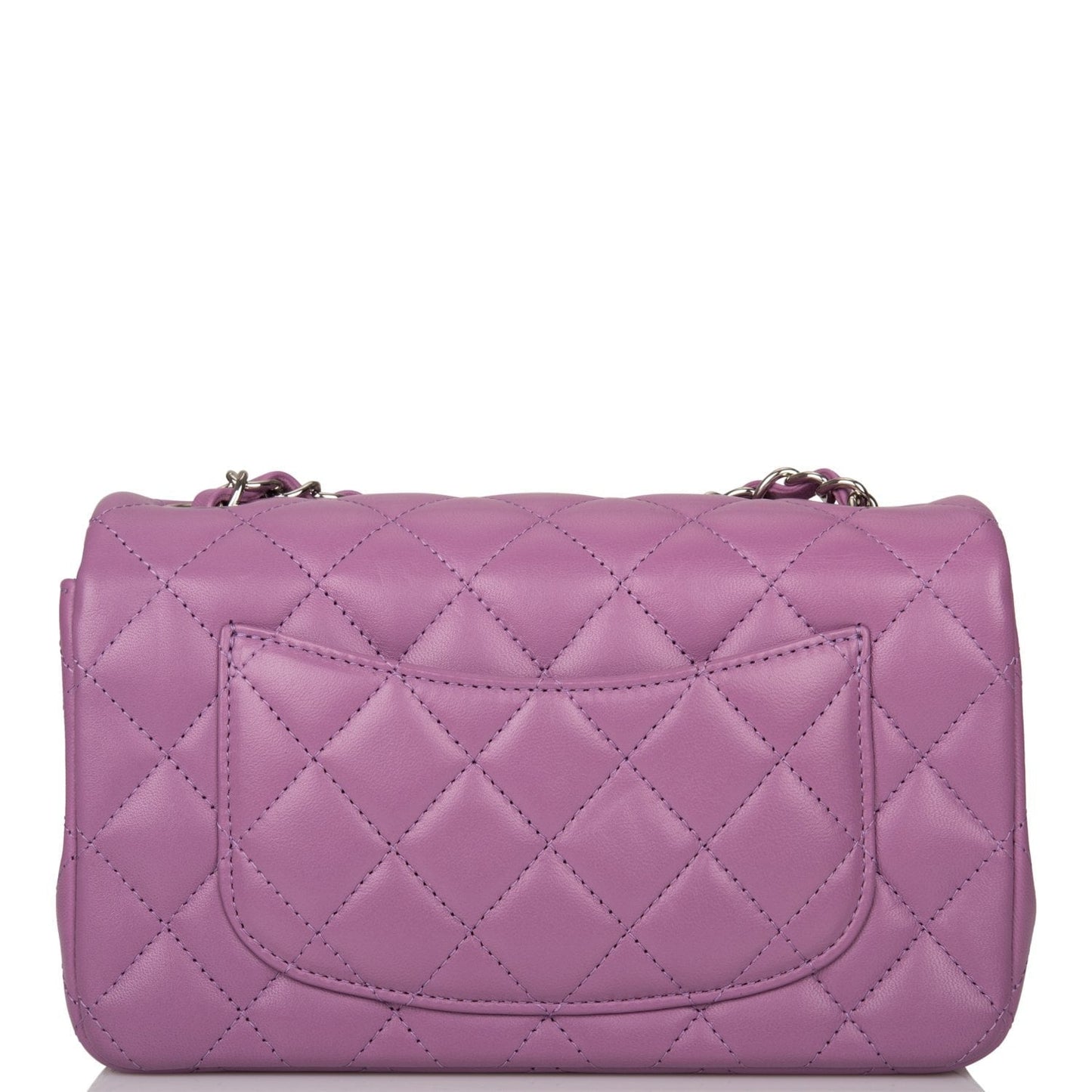 Chanel Purple Quilted Lambskin Rectangular Mini Classic Flap Bag Silver Hardware