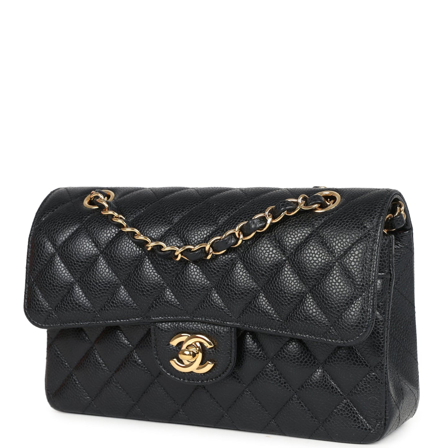 Chanel Small Classic Double Flap Bag Black Caviar Gold Hardware