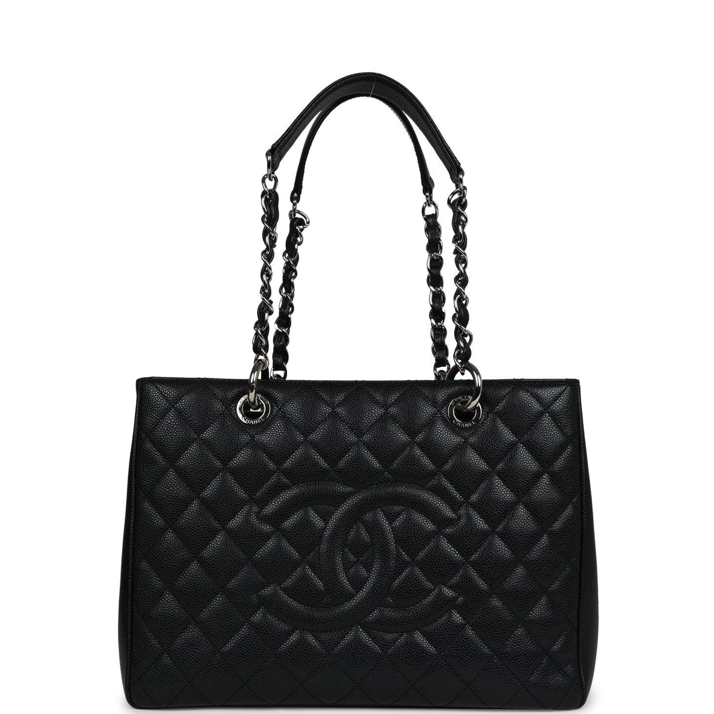 Chanel Grand Shopping Tote Bag Black Caviar Silver Hardware