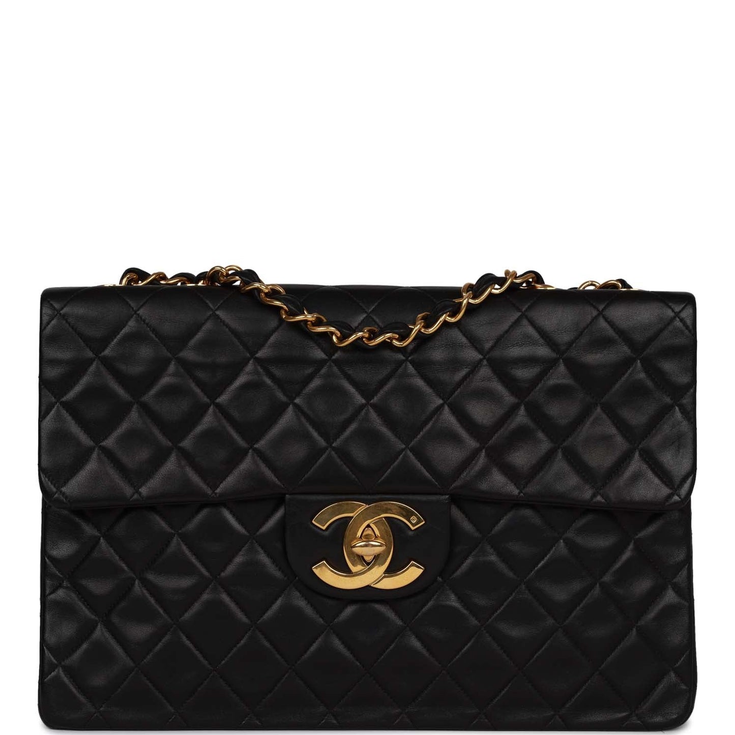 Chanel XL Jumbo Flap Bag Black Lambskin Gold Hardware