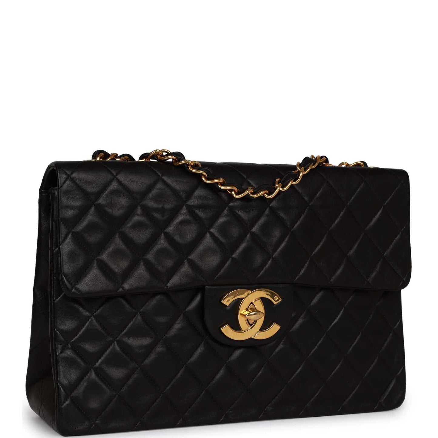 Chanel XL Jumbo Flap Bag Black Lambskin Gold Hardware