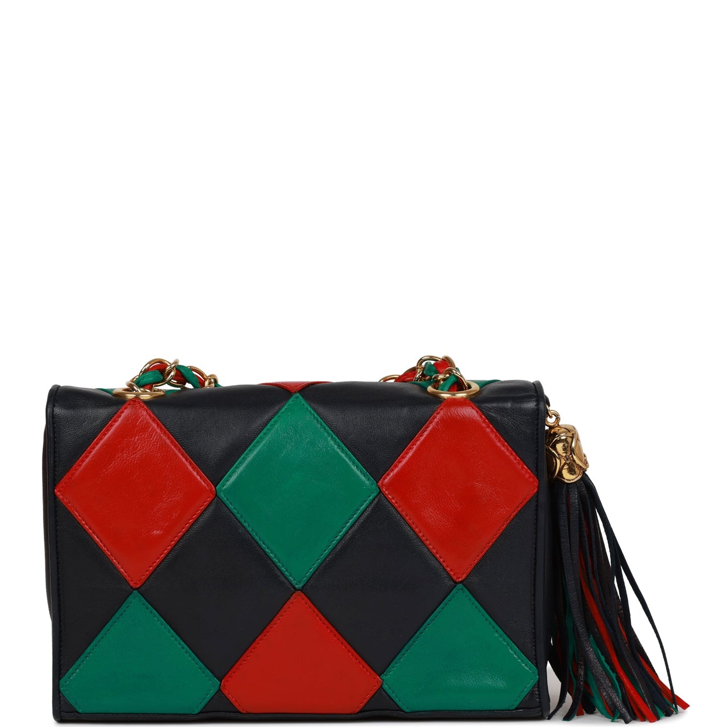 Chanel Harlequin Flap Bag Green, Red and Blue Lambskin Gold Hardware