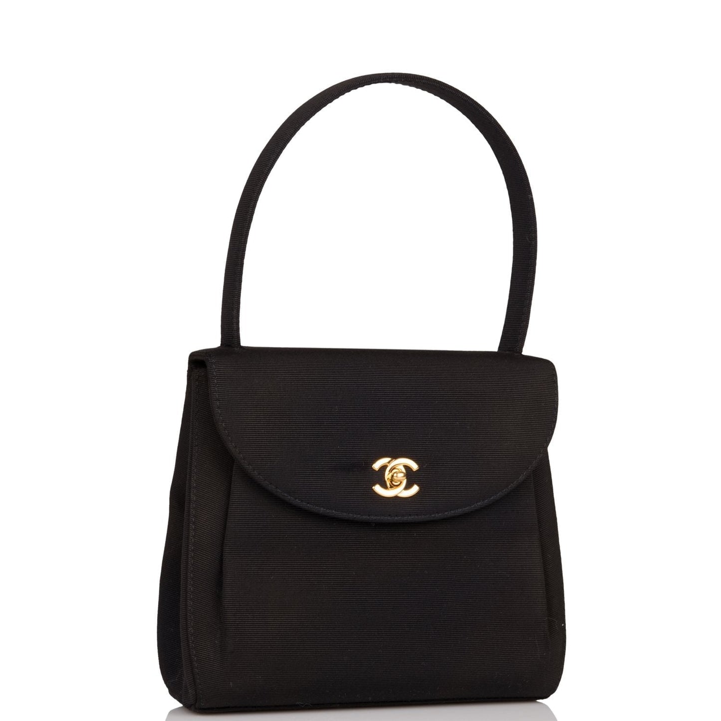 Chanel Mini Kelly Bag Black Satin Gold Hardware