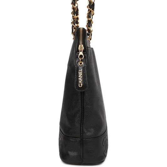 Chanel Triple CC Tote Bag Black Caviar Gold Hardware