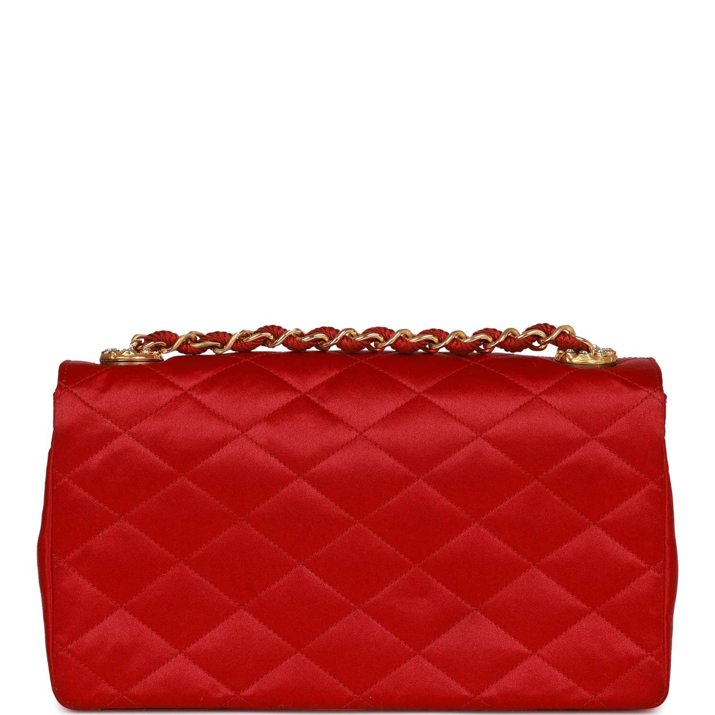Chanel Small Flap Bag Red Satin Gold Hardware