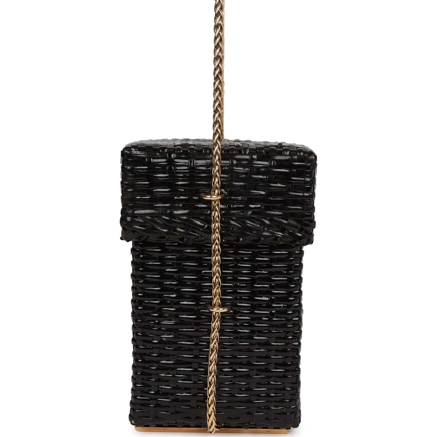 Chanel Wicker Picnic Basket Bag Black Gold Hardware