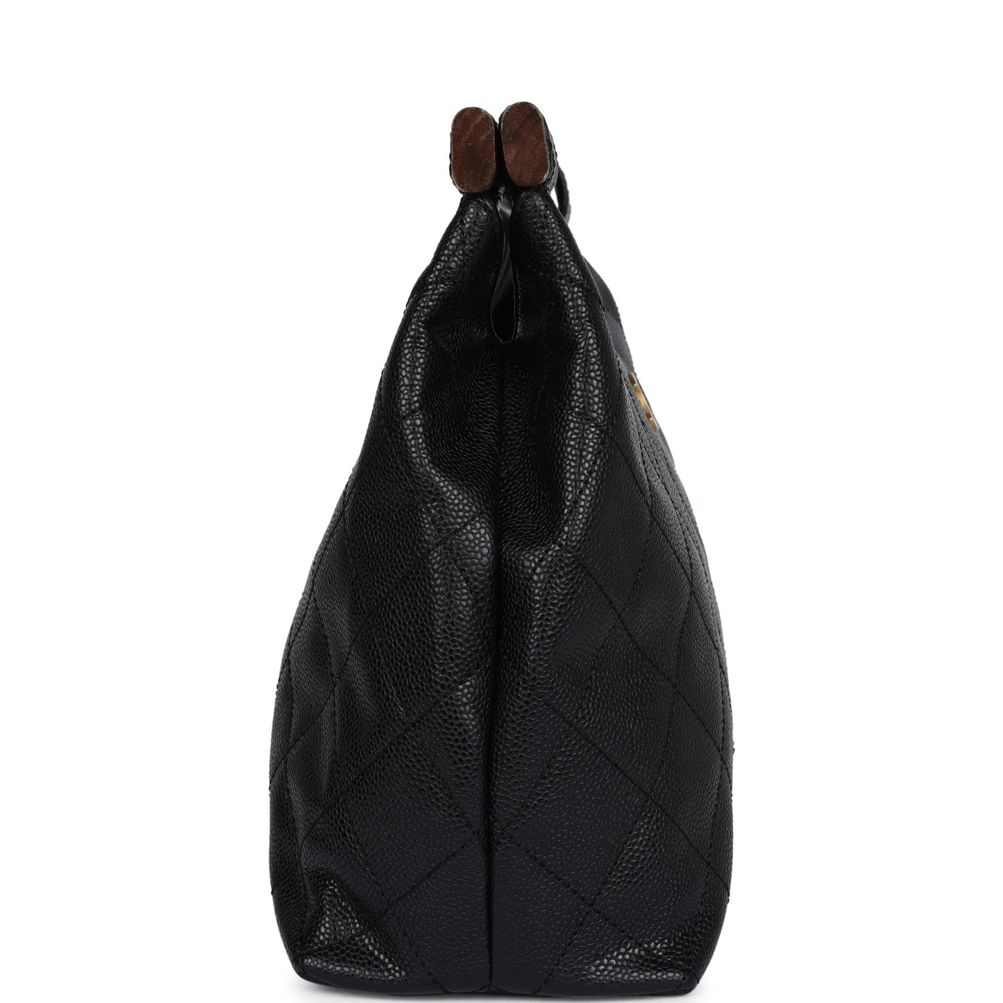 Chanel Wood Top Handle Bag Black Caviar Gold Hardware