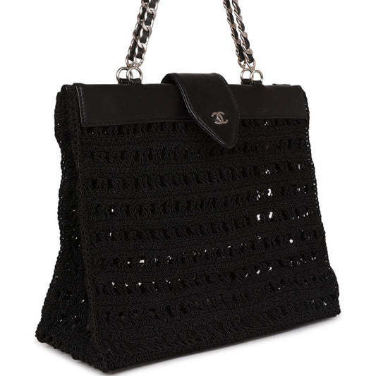 Chanel Supermodel Tote Black Crochet Aged Silver Hardware