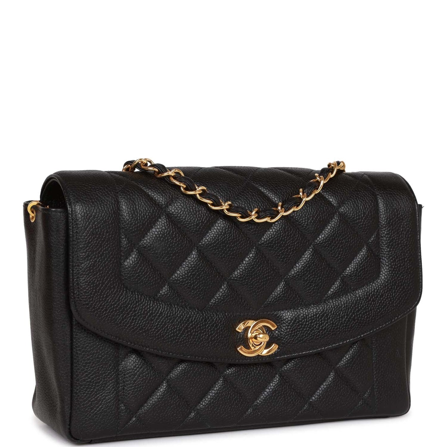 Chanel Medium Diana Flap Bag Black Caviar Gold Hardware