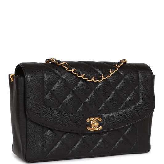Chanel Medium Diana Flap Bag Black Caviar Gold Hardware