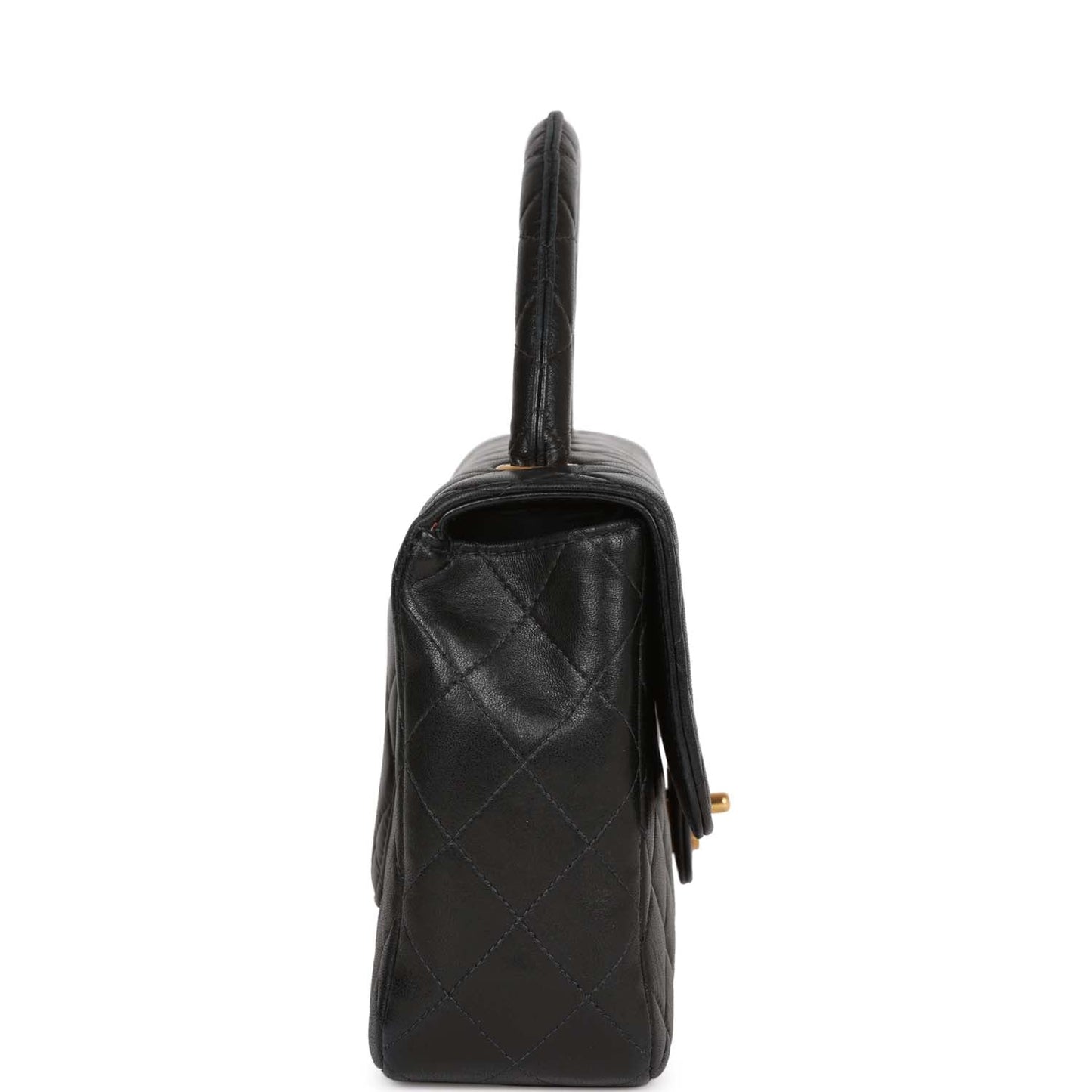 Chanel Kelly Parent Flap Bag Black Lambskin Gold Hardware