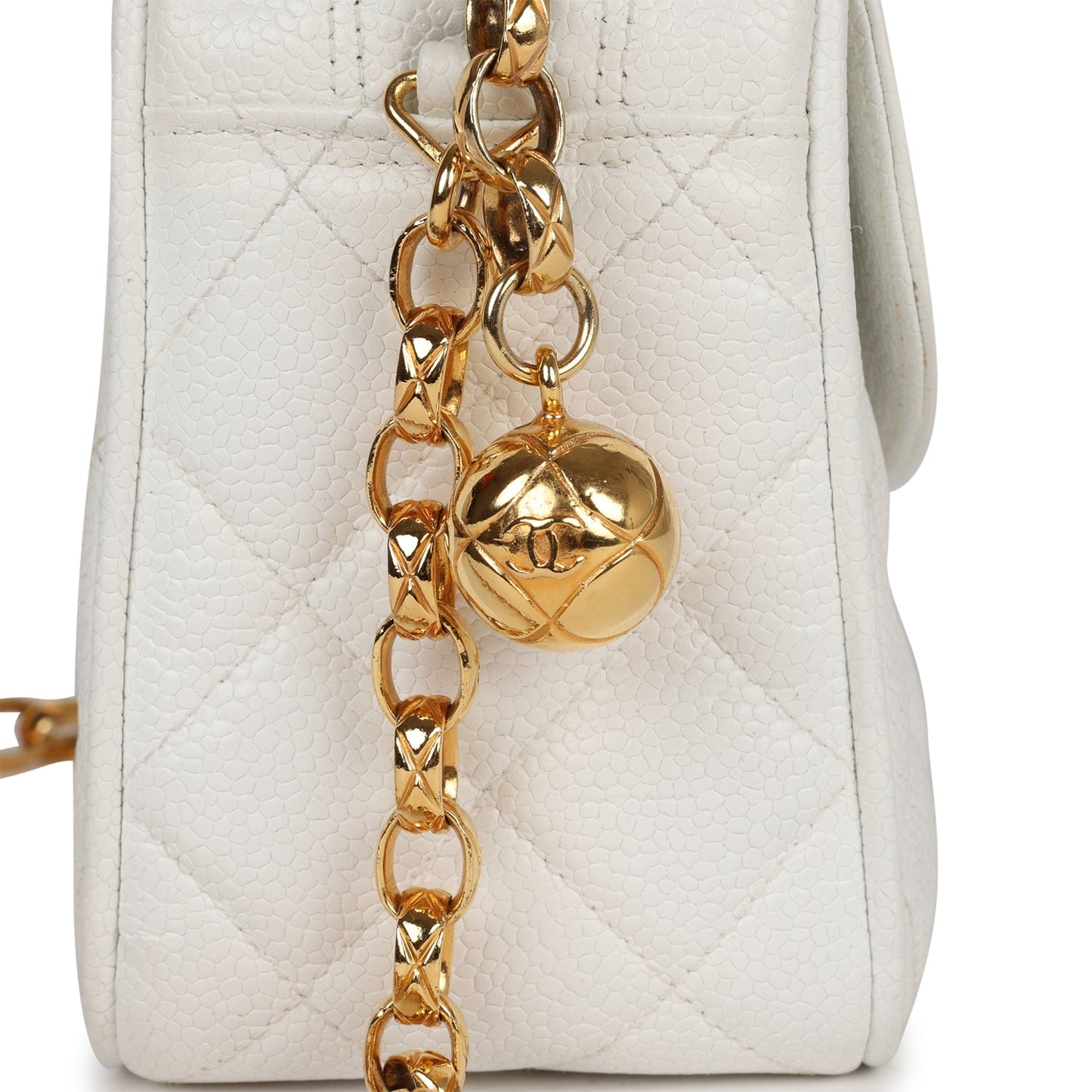 Chanel Camera Bag White Caviar Gold Hardware