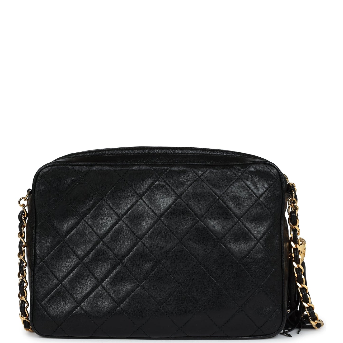Chanel Quilted Front Pocket Camera Bag Black Lambskin Gold Hardware
