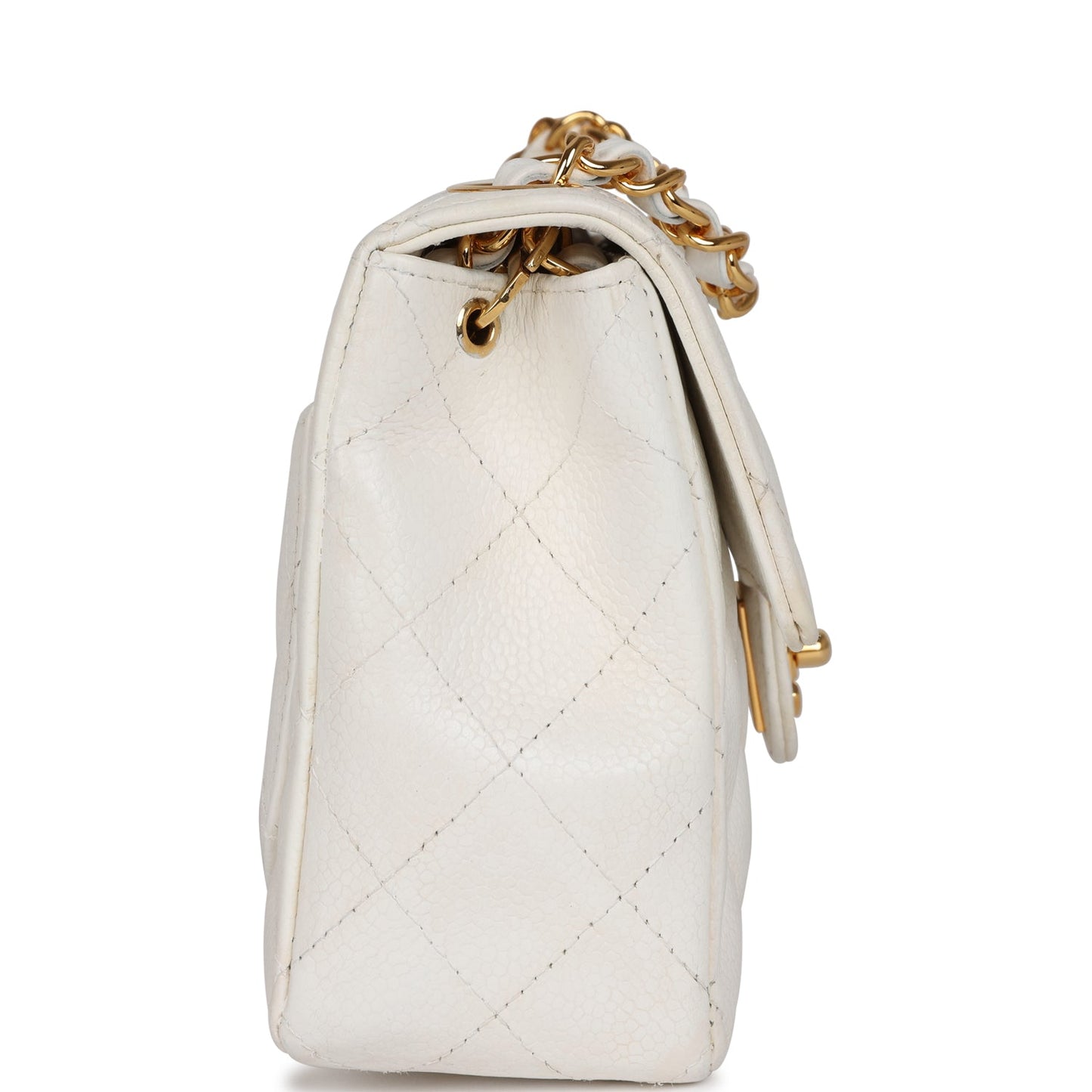 Chanel Mini Square Flap White Caviar Gold Hardware