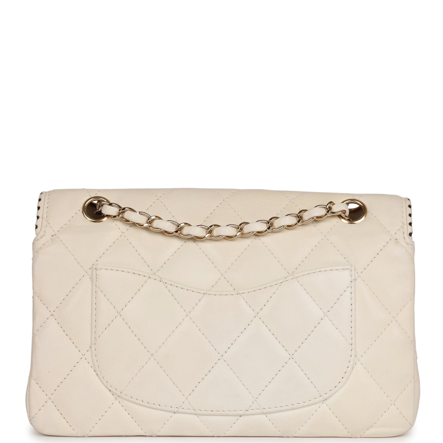 Chanel Medium Single Flap Bag White Lambskin Gold Hardware