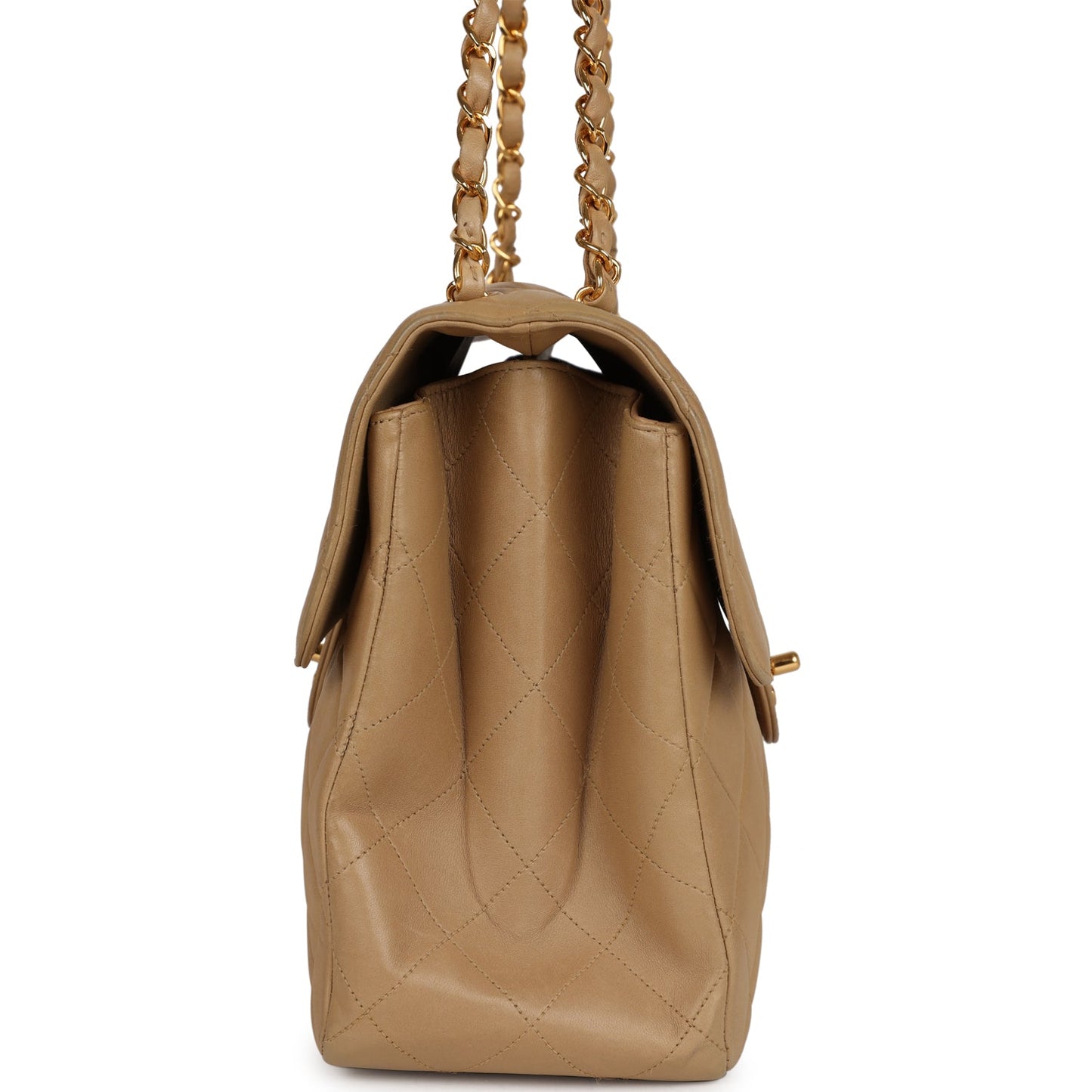 Chanel Double Sided Flap Bag Taupe Lambskin Gold Hardware