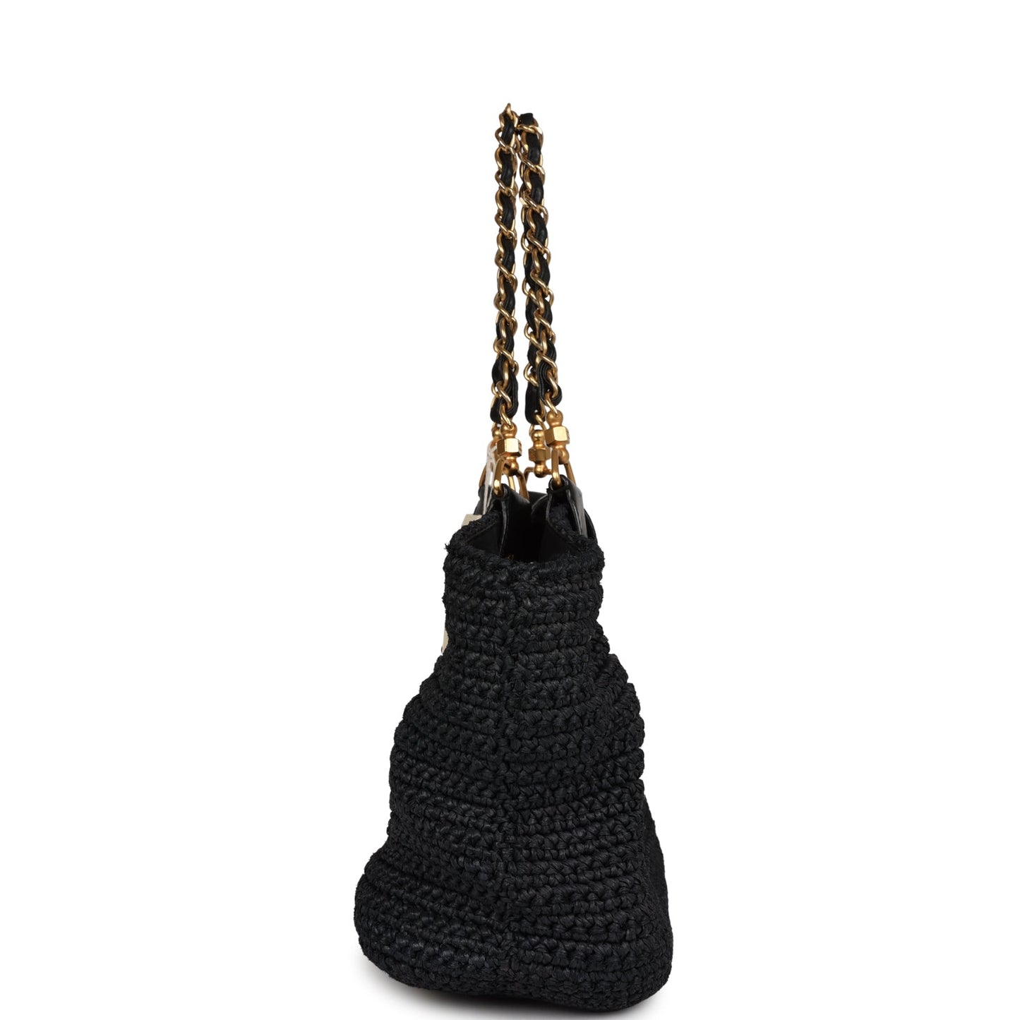 Chanel Straw Tote Black Raffia Gold Hardware