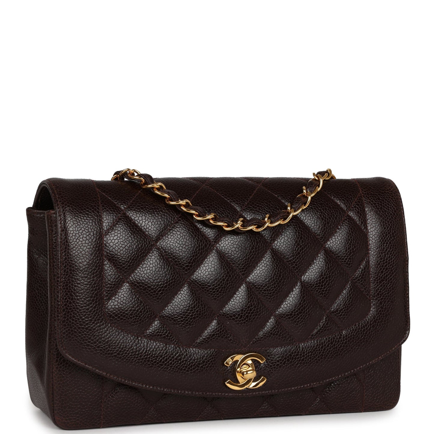 Chanel Medium Diana Flap Bag Brown Caviar Gold Hardware