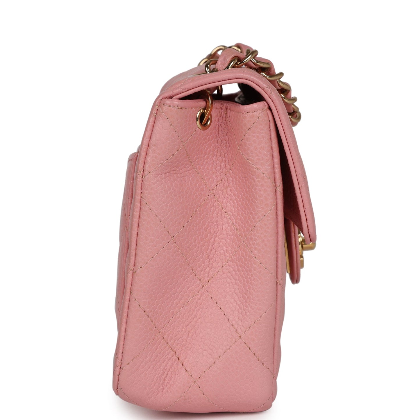 Chanel Mini Square Flap Pink Caviar Gold Hardware