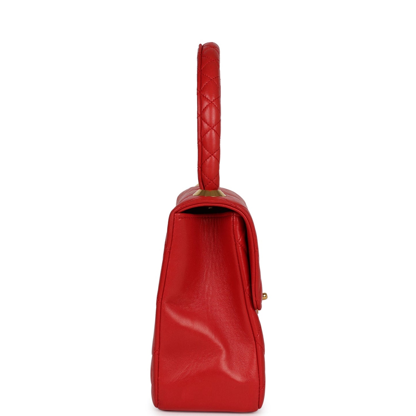 Chanel Top Handle Flap Red Lambskin Gold Hardware