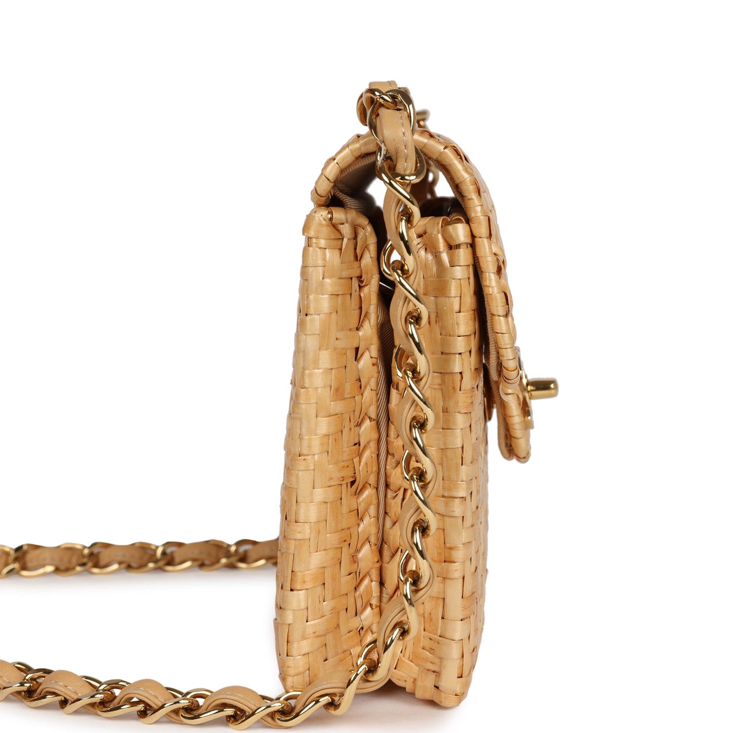 Chanel Mini Flap Bag Natural Wicker Gold Hardware