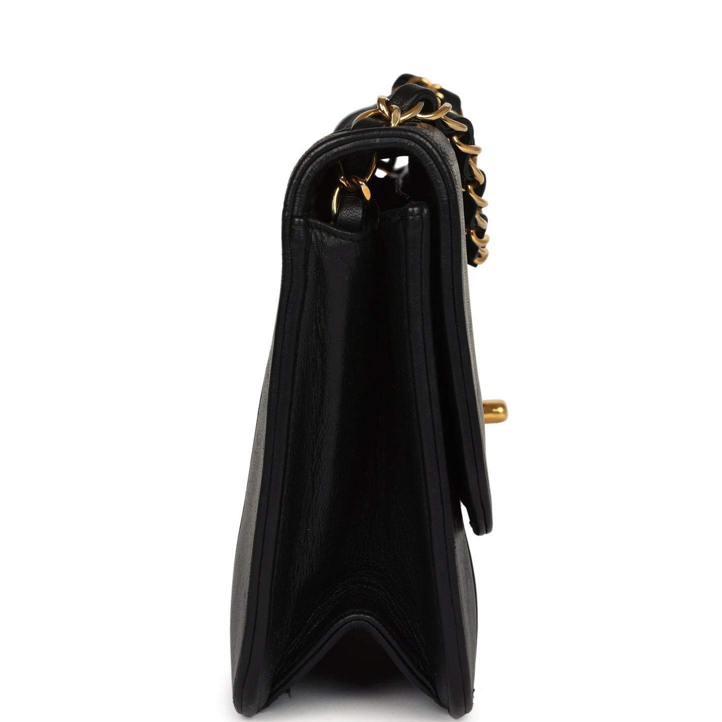 Chanel Vertical Border Flap Bag Black Linen and Lambskin Gold Hardware
