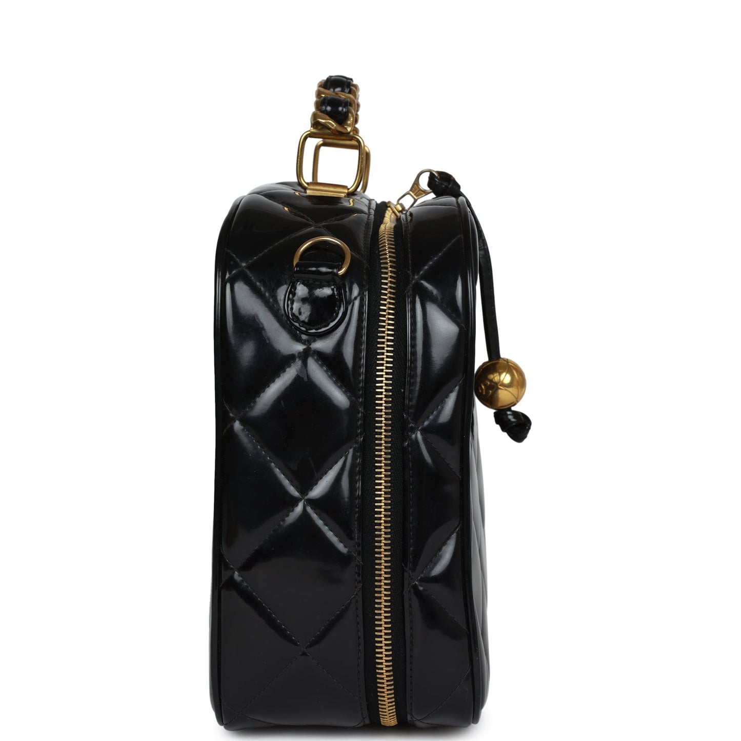 Chanel Lunchbox Vanity Black Patent Leather Gold Hardware