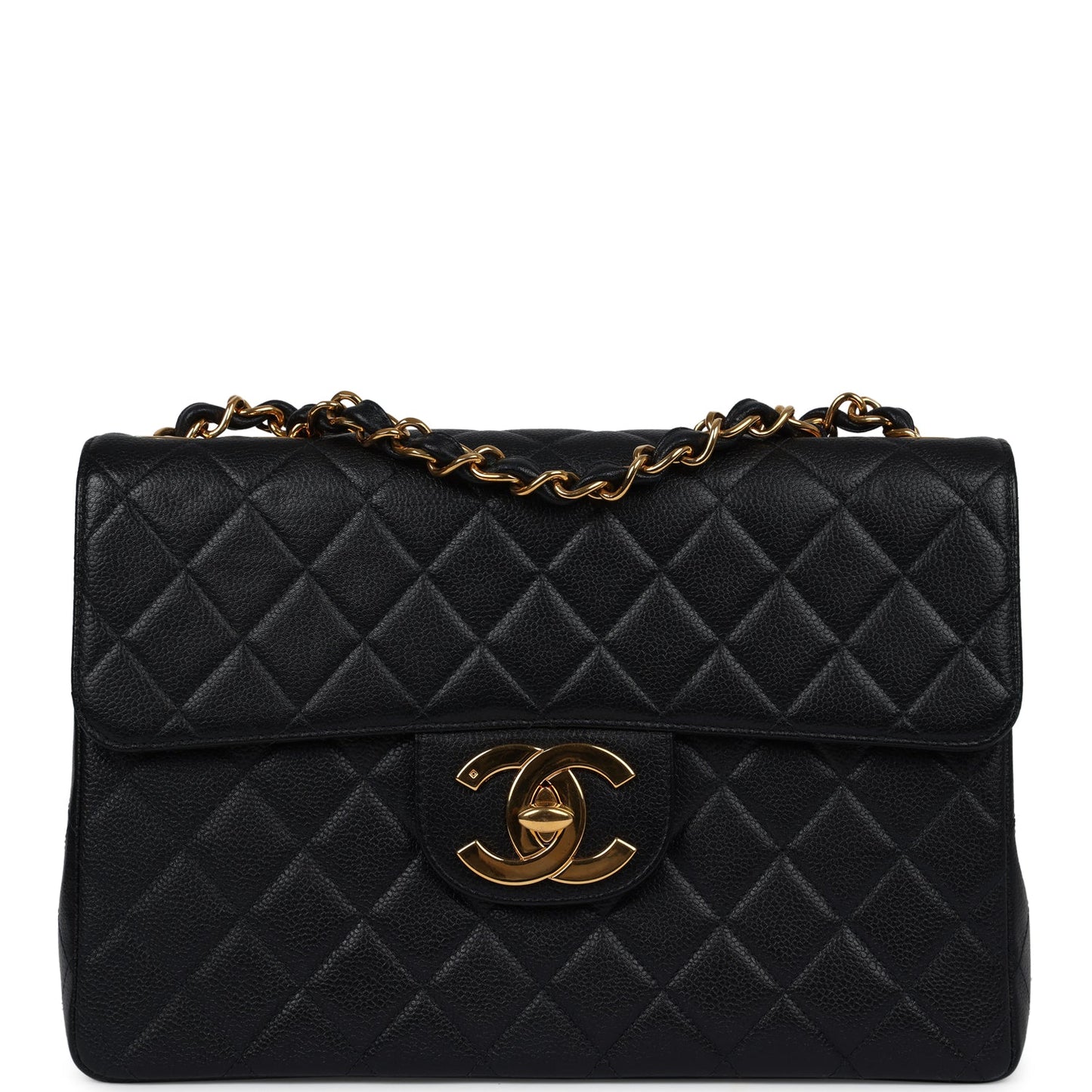 Chanel Jumbo Single Flap Bag Black Caviar Gold Hardware