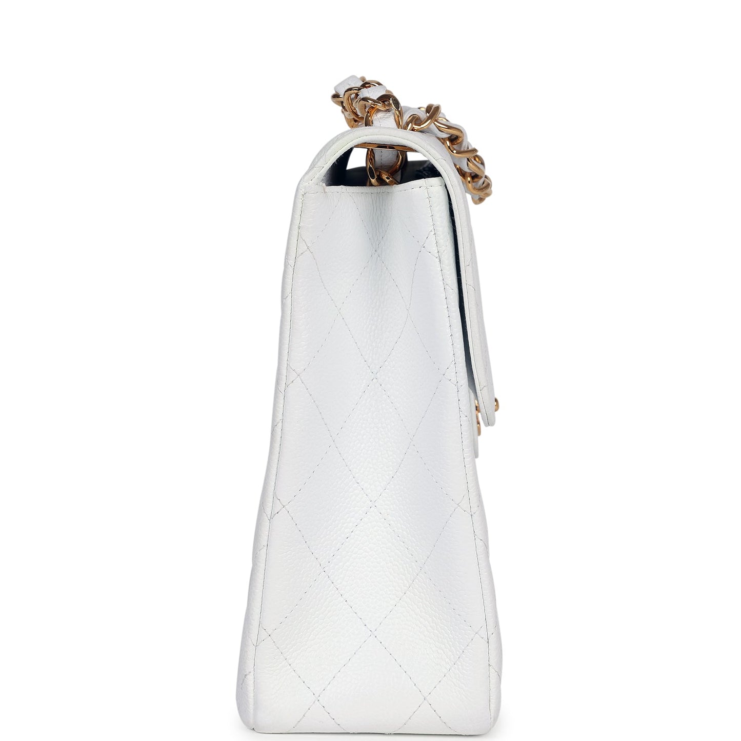 Chanel Jumbo Single Flap Bag White Caviar Gold Hardware