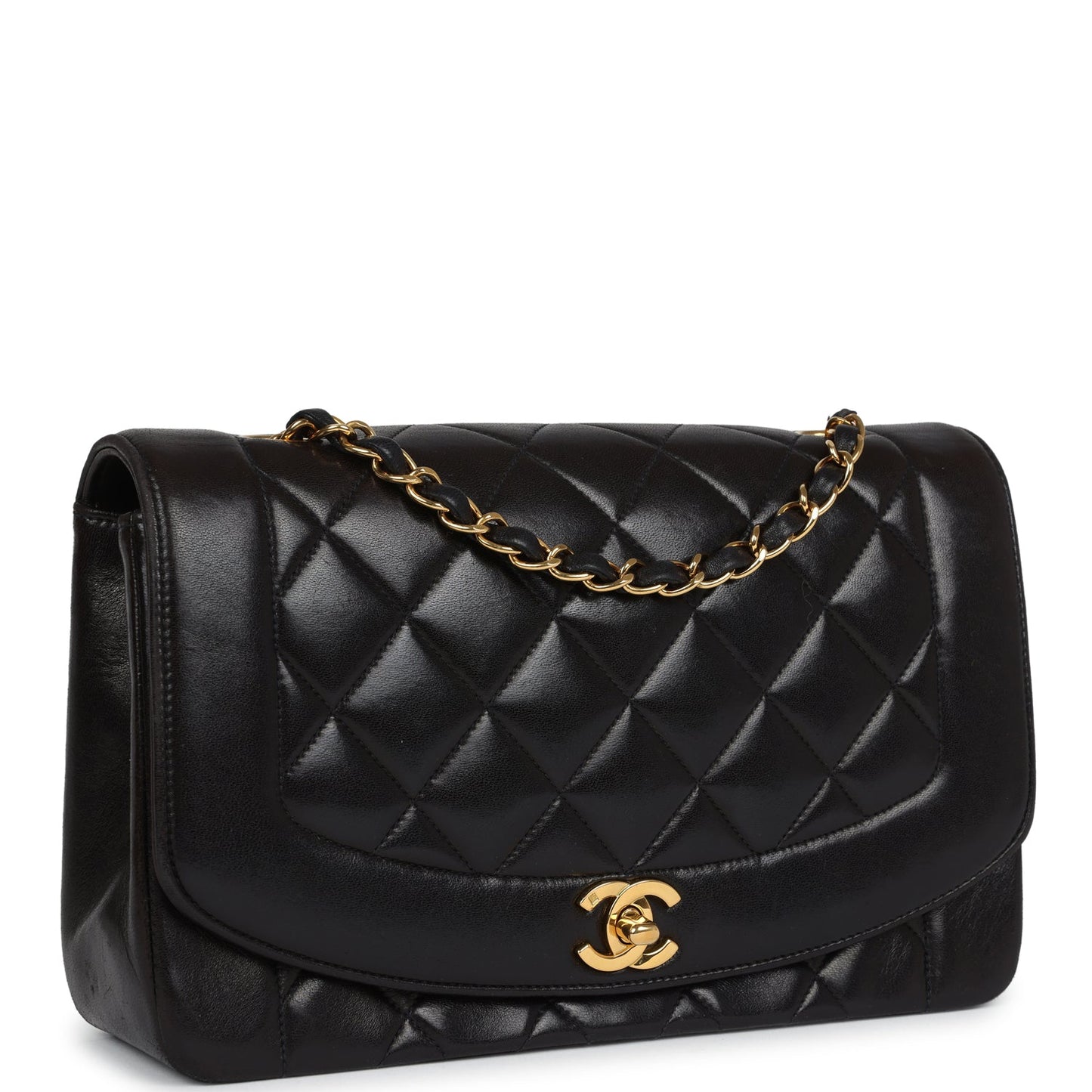 Chanel Medium Diana Flap Bag Black Lambskin Gold Hardware