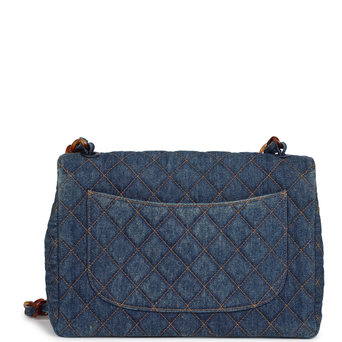 Chanel Jumbo Single Flap Bag Blue Denim Tortoiseshell Bakelite Hardware