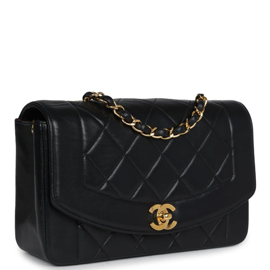 Chanel Small Diana Flap Bag Black Lambskin Gold Hardware