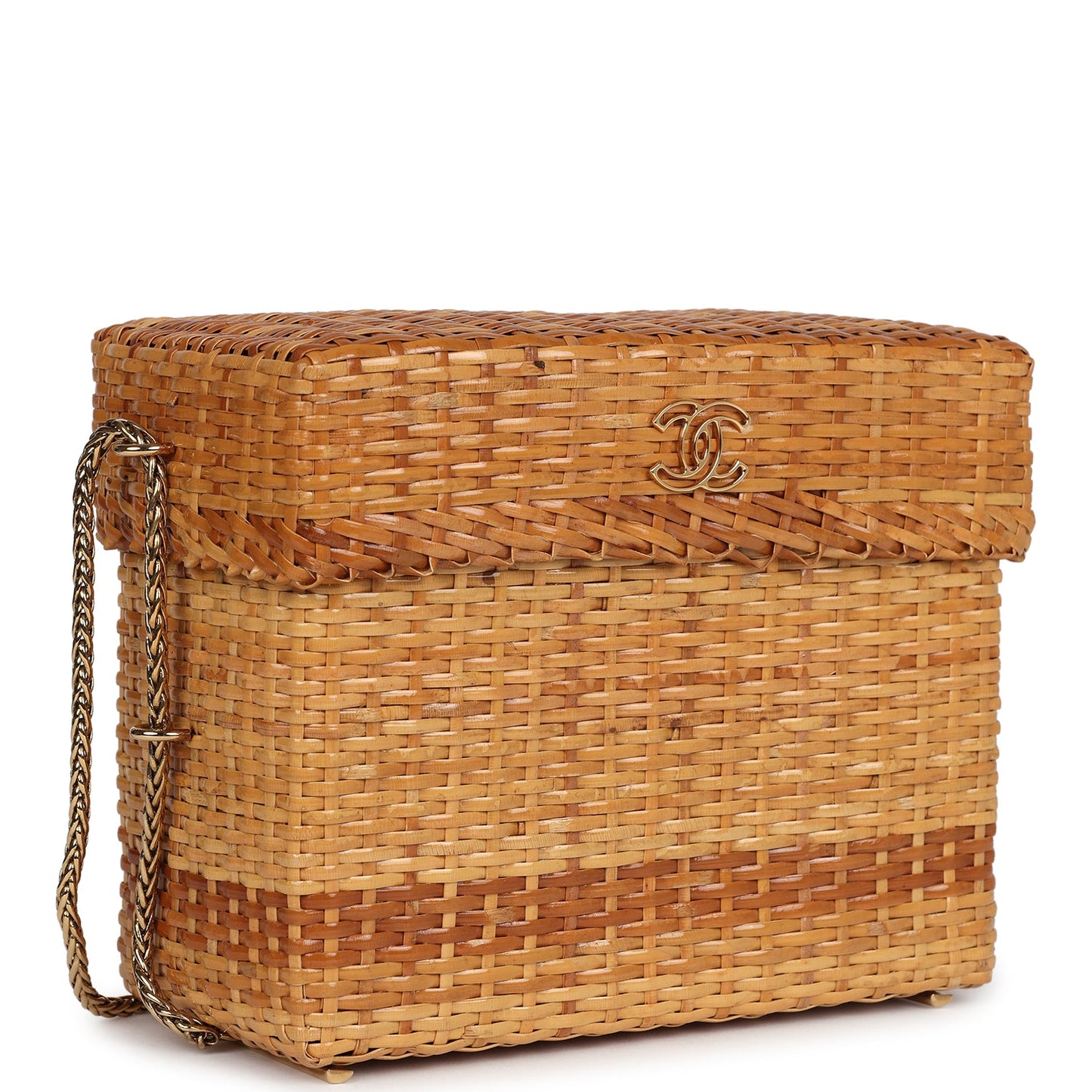 Chanel Small Picnic Basket Bag Natural Wicker Gold Hardware