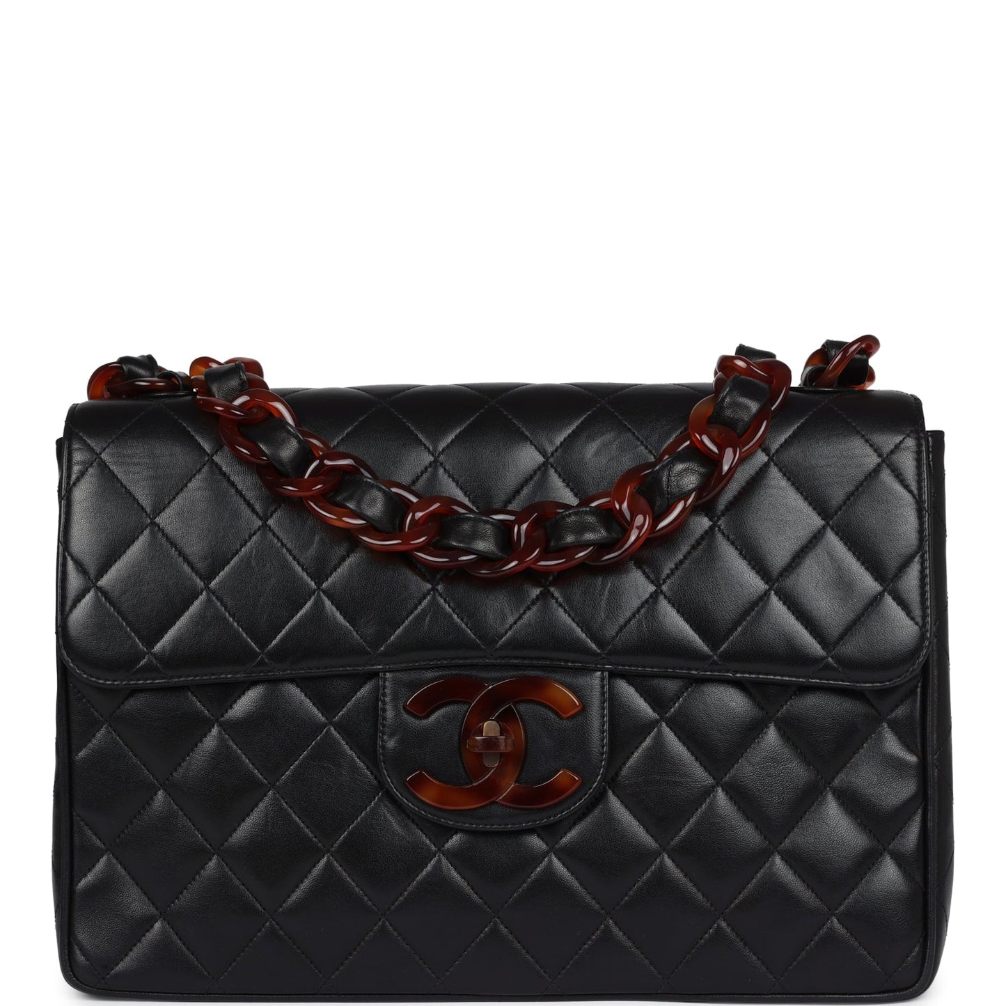 Chanel Jumbo Single Flap Bag Black Lambskin Tortoiseshell Hardware