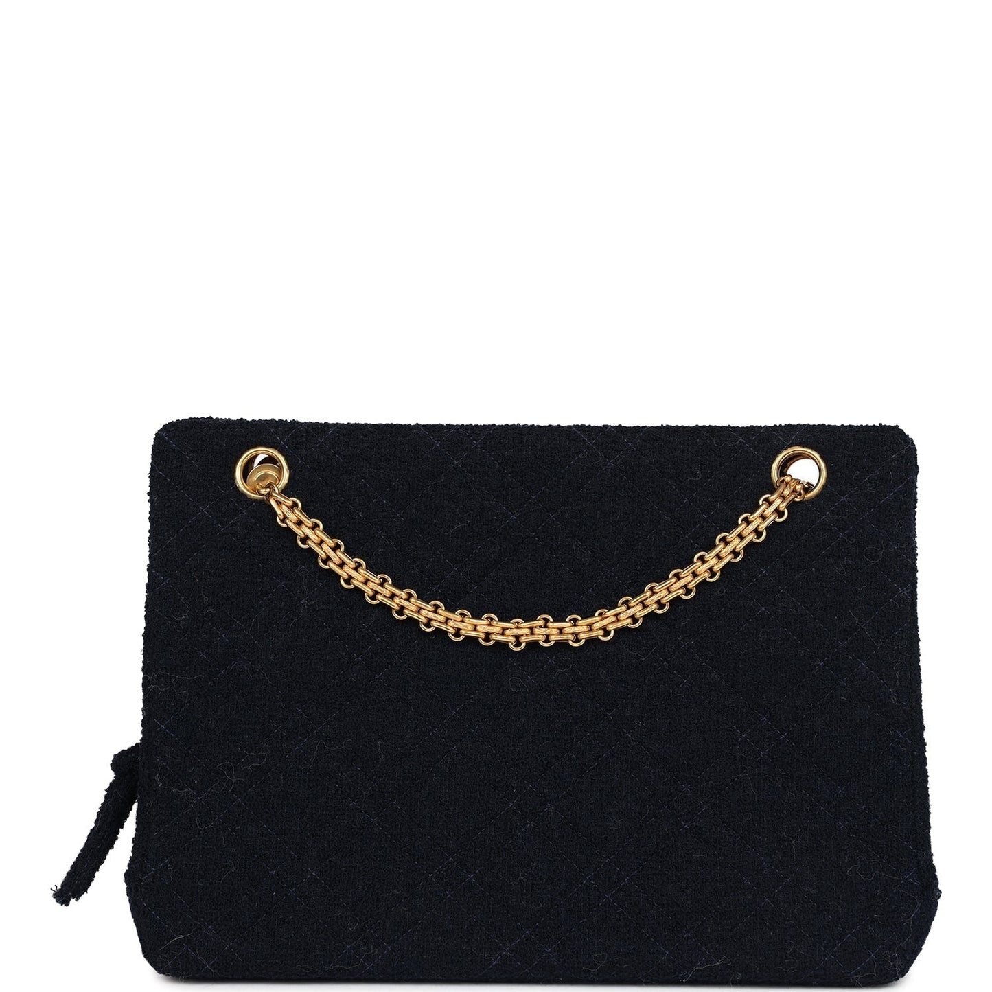 Chanel Shoulder Bag Navy Tweed Gold Hardware