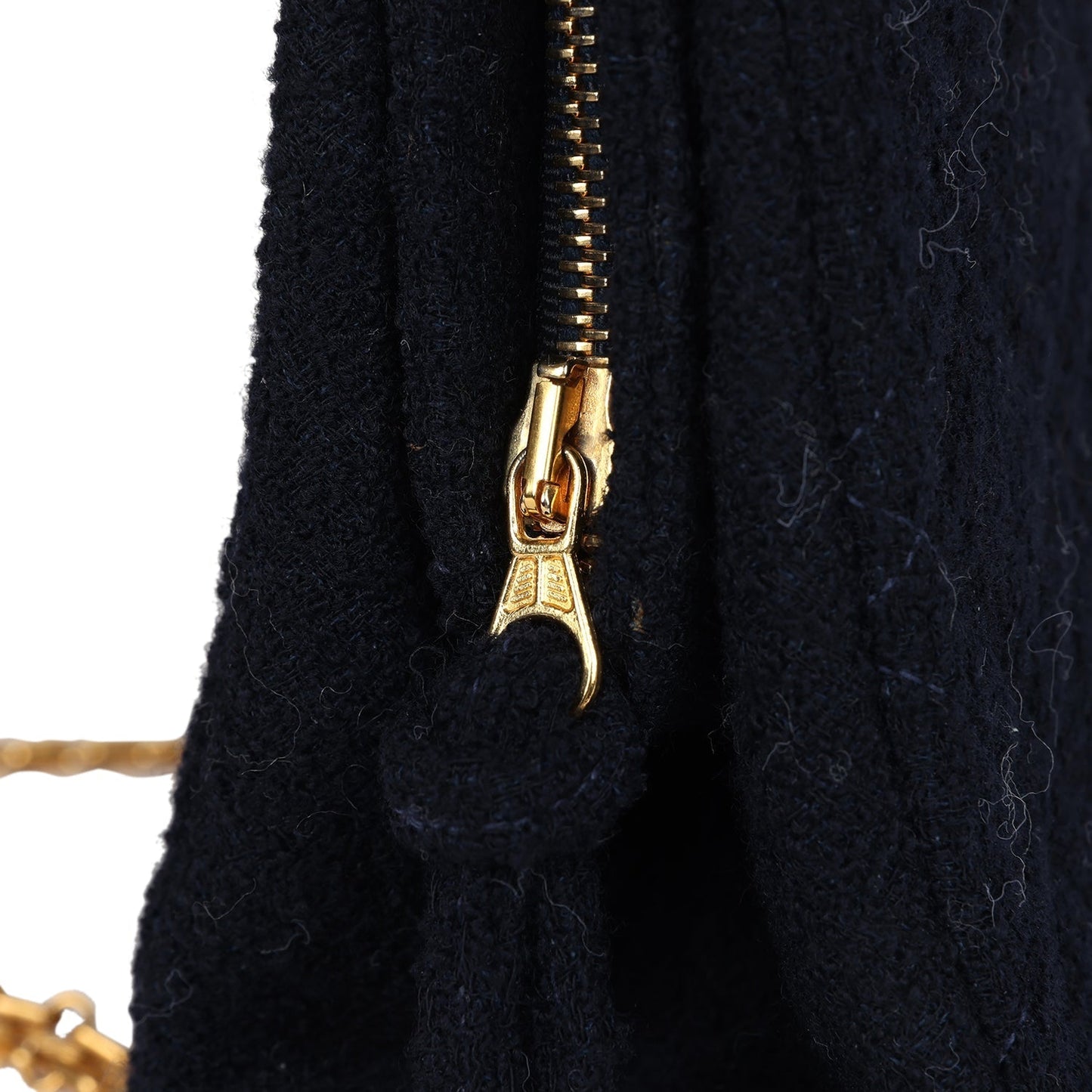 Chanel Shoulder Bag Navy Tweed Gold Hardware