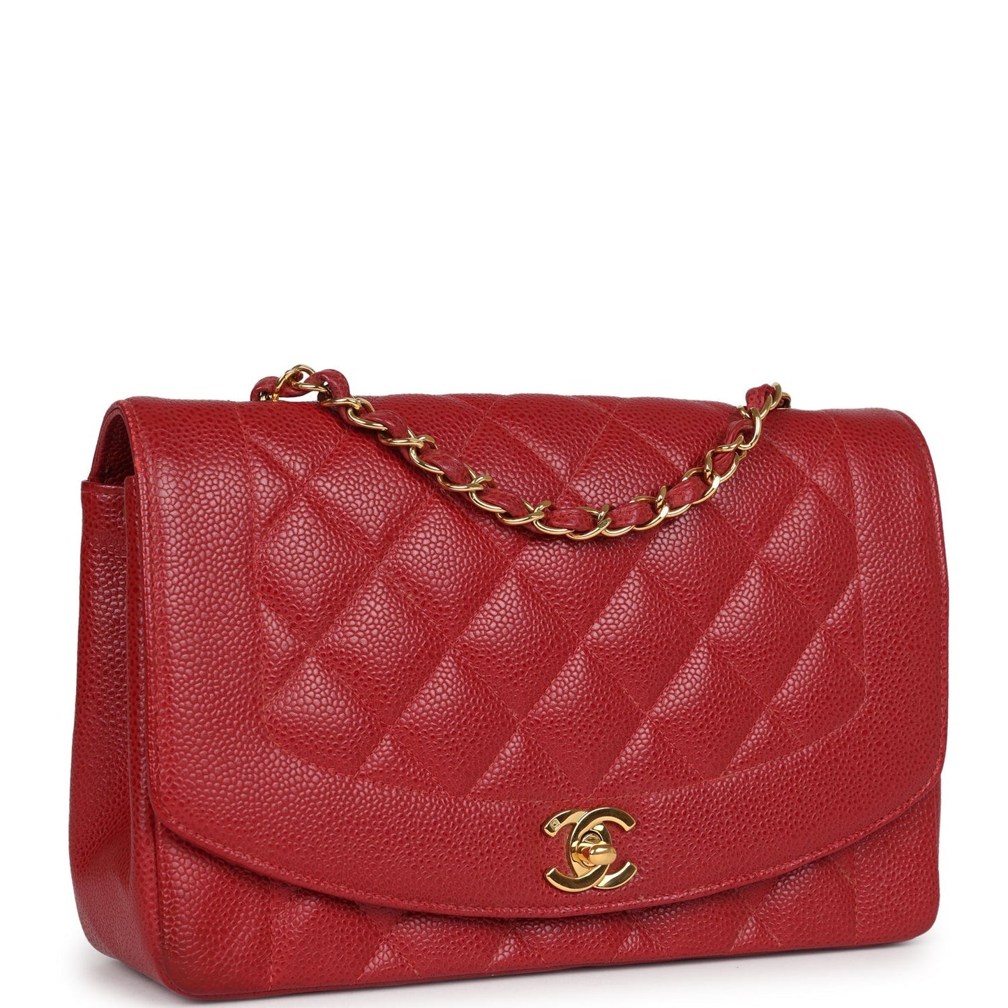 Chanel Medium Diana Flap Bag Red Caviar Gold Hardware