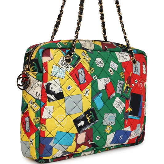 Chanel Printed Shoulder Bag Multicolored Canvas Gold Hardware
