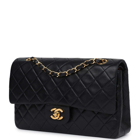 Chanel Medium Classic Double Flap Bag Black Lambskin Gold Hardware