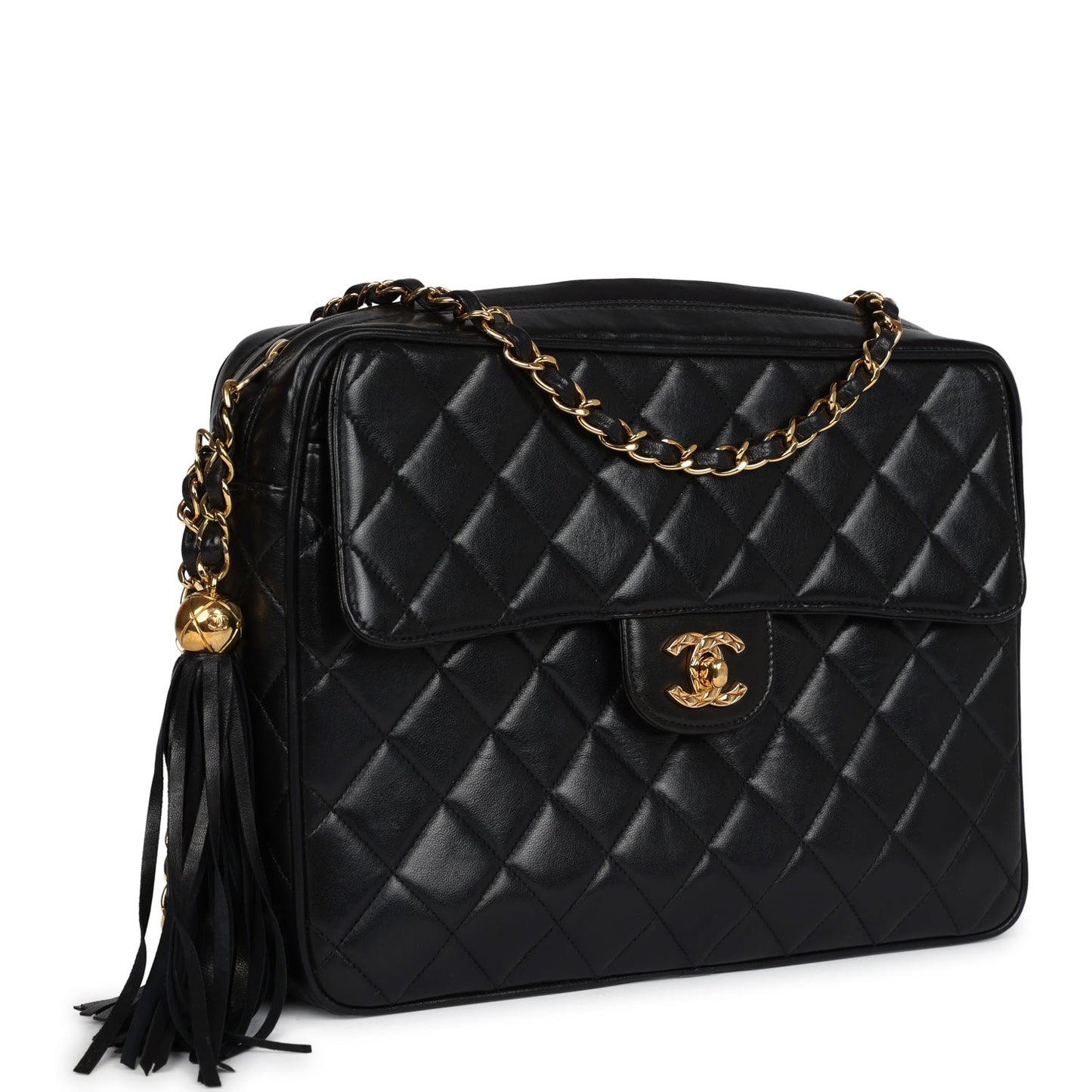 Chanel Front Pocket Camera Bag Black Lambskin Gold Hardware