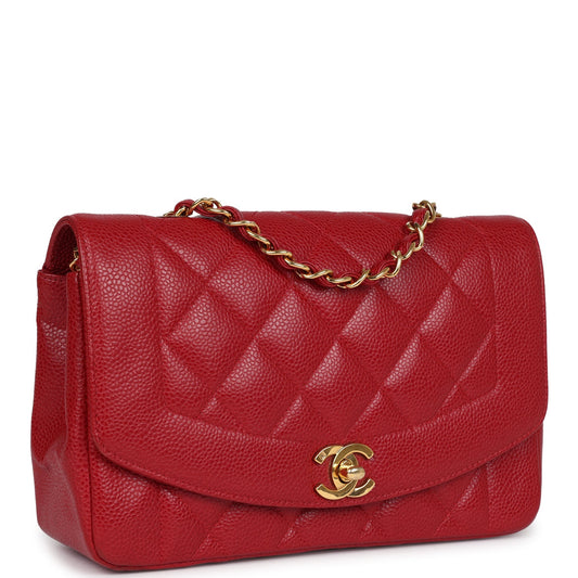 Chanel Small Diana Flap Bag Red Caviar Gold Hardware