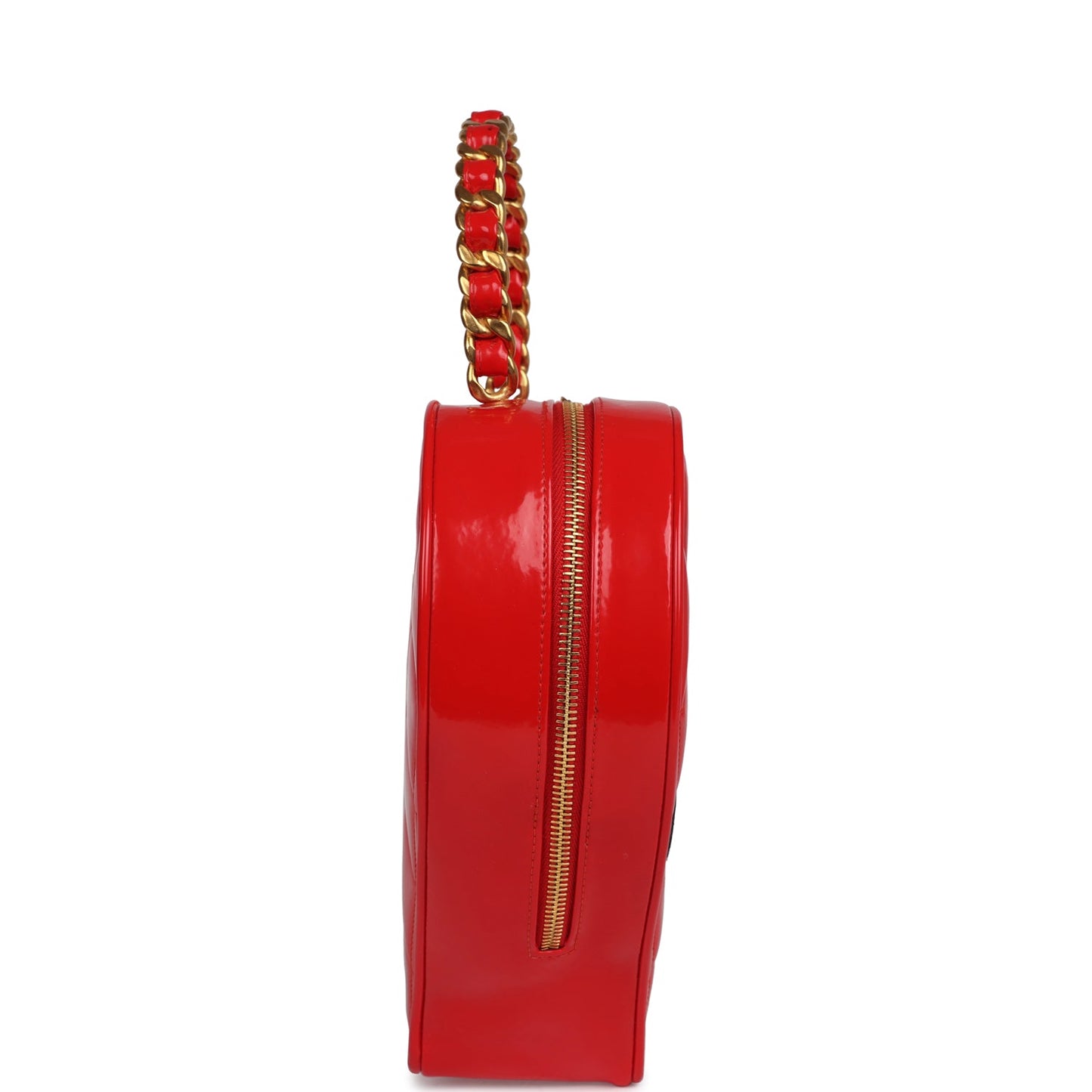Chanel Heart Vanity Bag Red and Black Patent Antique Gold Hardware
