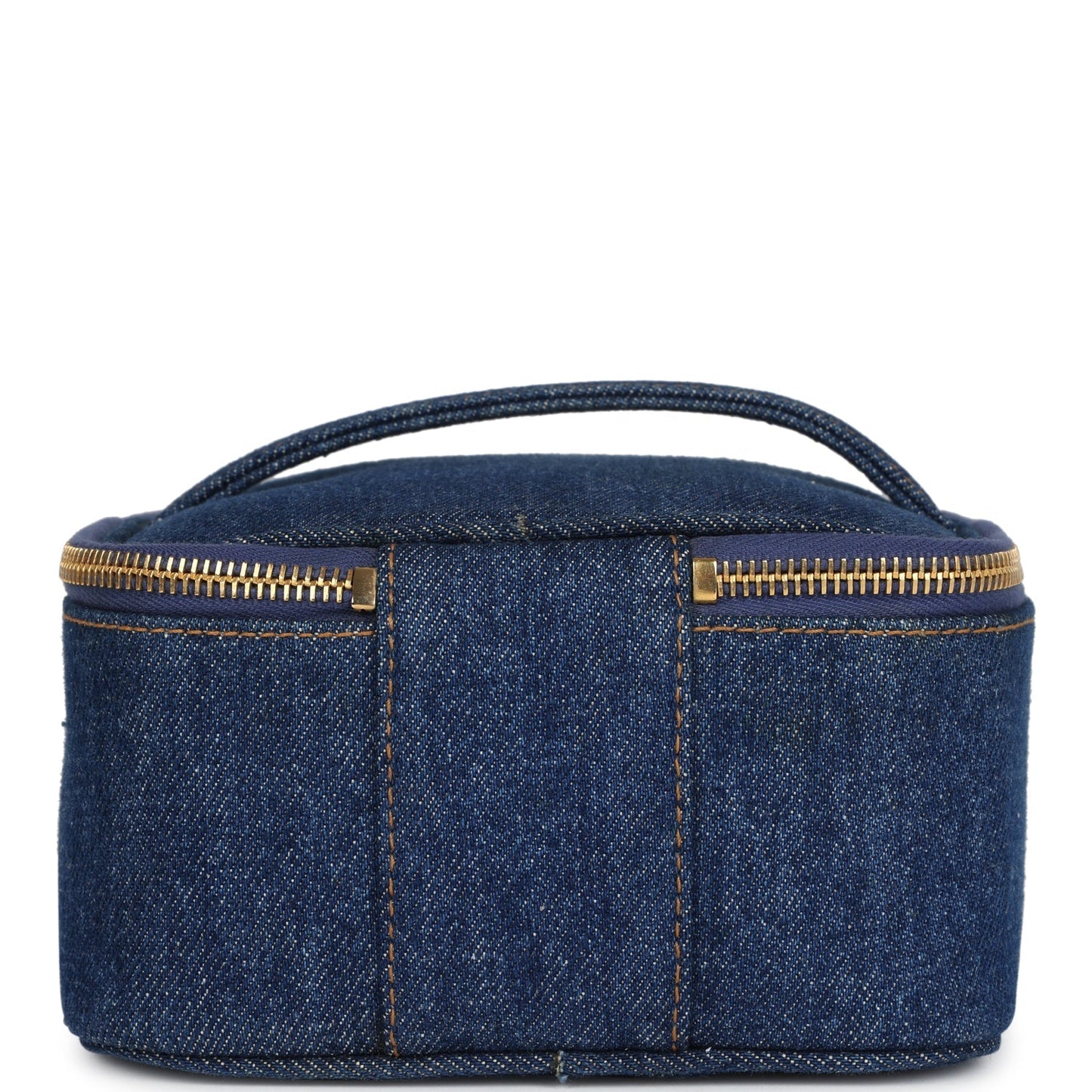 Chanel Square Vanity Case Dark Blue Denim Gold Hardware
